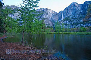 Pre-dawn, Merced River, Upper and lower Yosemite falls