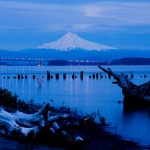 Mount Hood over Columbia River near Vancouver, WA